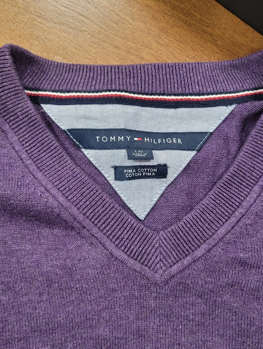 Tommy Hilfiger Sweater Pima Cotton Purple Size Large